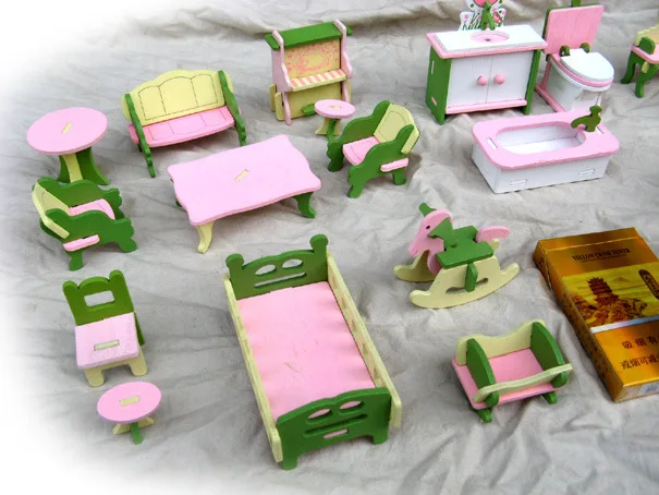 67501 Wooden Play House Toys GIRL'S Children Mini Wood Small Furniture Model Send CHILDREN'S Gift