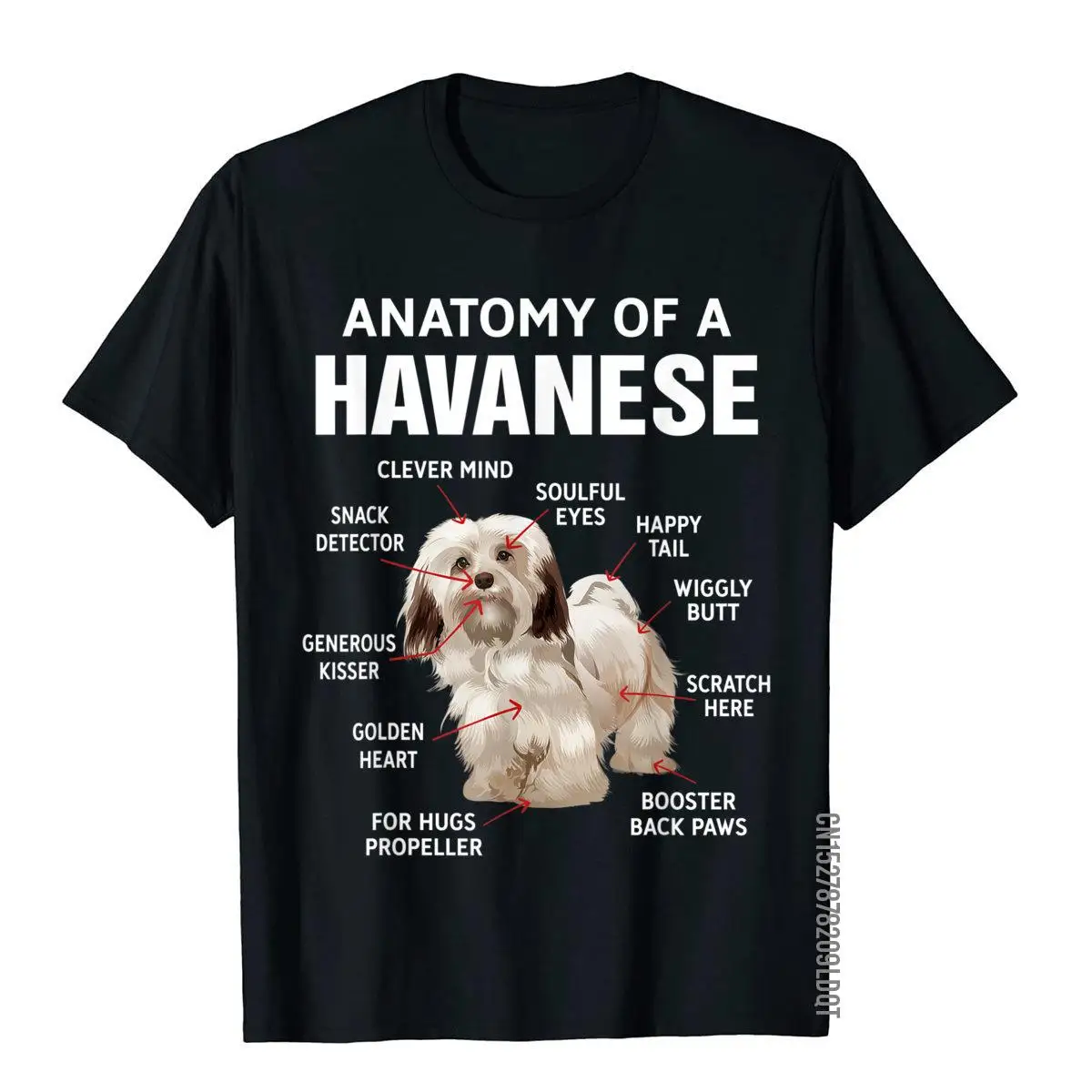 Lovely and Funny Dogs - Anatomy Of A Havanese T-Shirt__B13167black