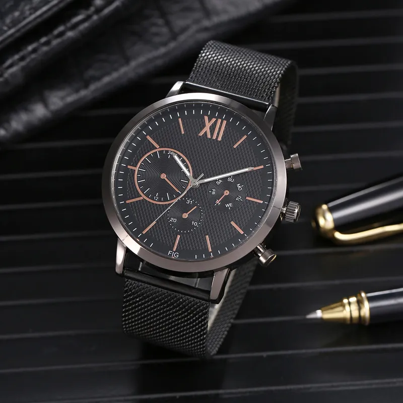 Famous Popular Brand Watches for Men Luxury Big Dial Mesh Band Watch Men's Quartz Wristwatches Sports Clock Relogio Masculino