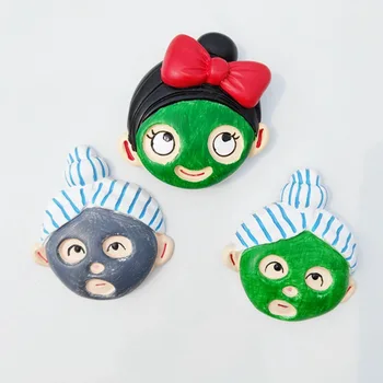 

Fridge Magnet Decor Souvenir Facial Mask Girl 3D Resin Refrigerators Cartoon Magnets for Crafts Collection Gift Ideas