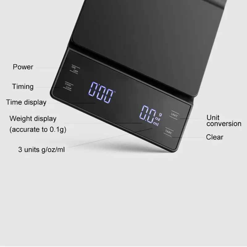 Balança de café por gotejamento, 3kg 0.1g,