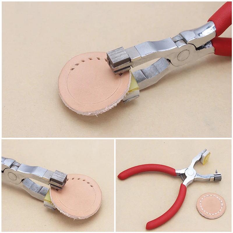 MIUSIE  4mm 2+4 Tooth DIY Silent Leather Craft Hole Punch Tools Hand Held Rhombus Point Pliers Sewing Stitching