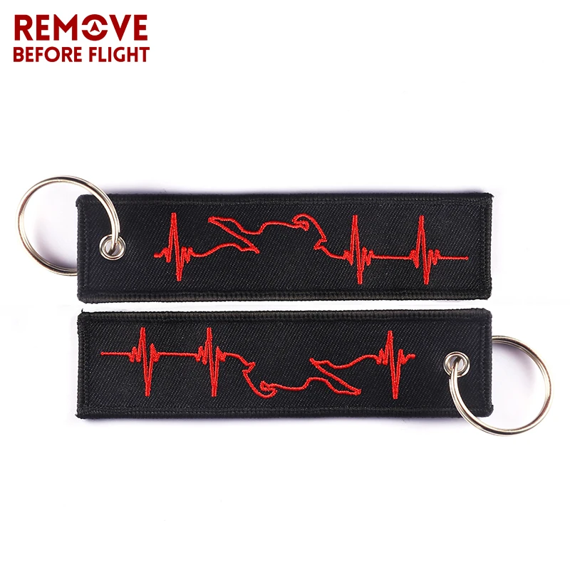 REMOVE BEFORE FLIGHT red line heartbeats motorcycle key chains for car chain keychain1