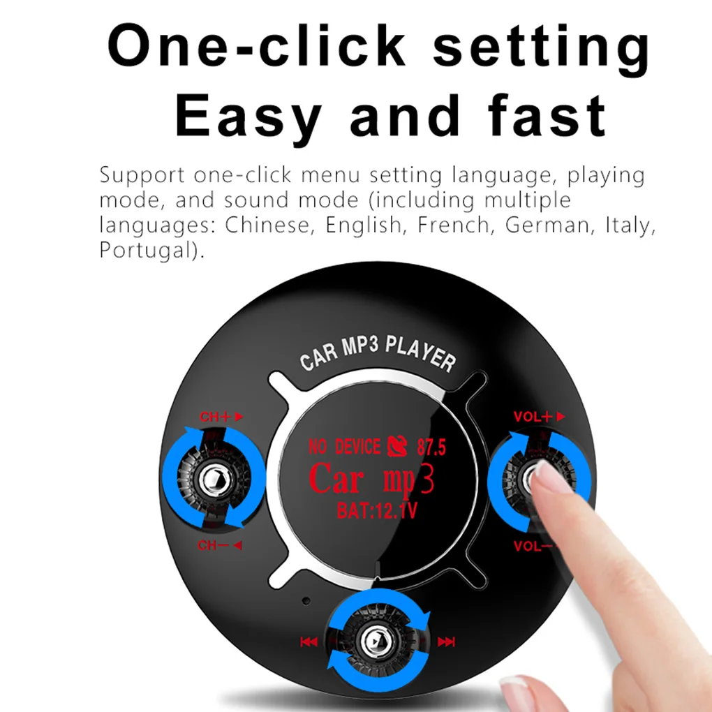 Bluetooth FM передатчик Handsfree автомобильный комплект 1,3 дюймов ЖК-дисплей TF карта/U диск MP3-плеер двойной USB зарядное устройство