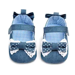 Детские новые стильные женские нескользящие туфли на мягкой подошве для 0-1 лет, детские туфли для принцессы с бантом, обувь для малышей, 2041