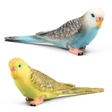 Пластиковые реалистичные птицы модели животных фигурки-будгеригар зеленый/синий