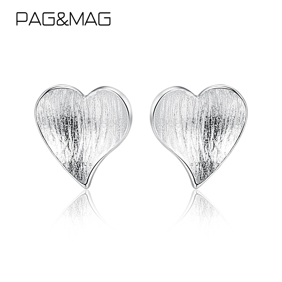 Женские винтажные серьги-гвоздики в форме сердца PAG &amp MAG из настоящего серебра 925