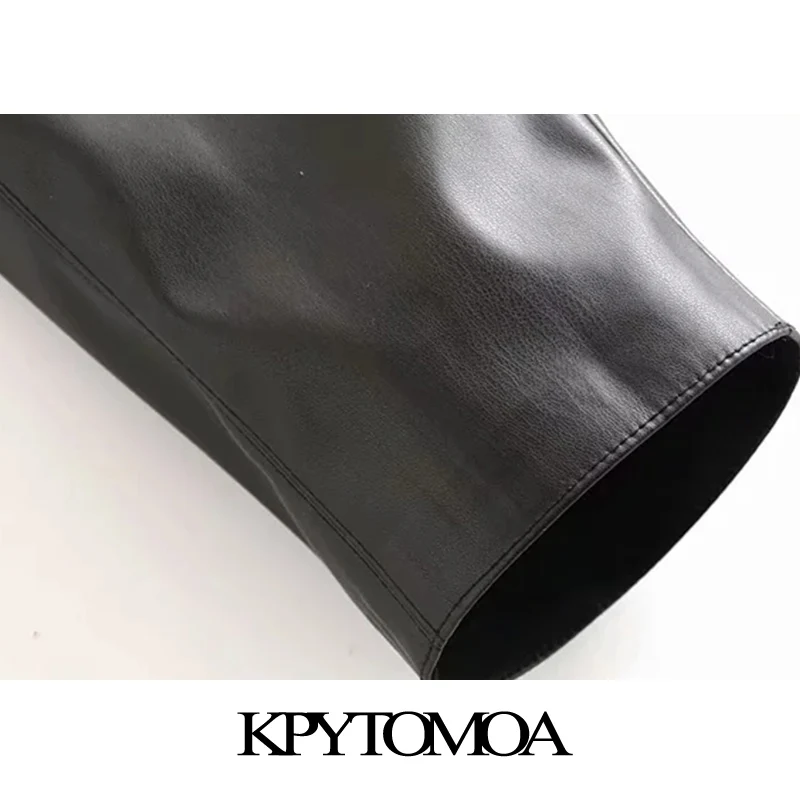 Винтажные стильные женские брюки из искусственной кожи, модные женские брюки с эластичным поясом и карманами, женские брюки до щиколотки