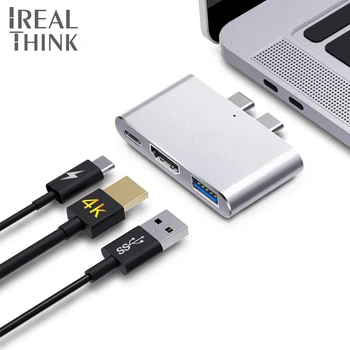 

IREALTHINK USB HUB Macbook Pro Dock dual type c adapter Thunderbolt 3 hub HDMI Adapter usb3.0 hub Dual USB Type c Convertor