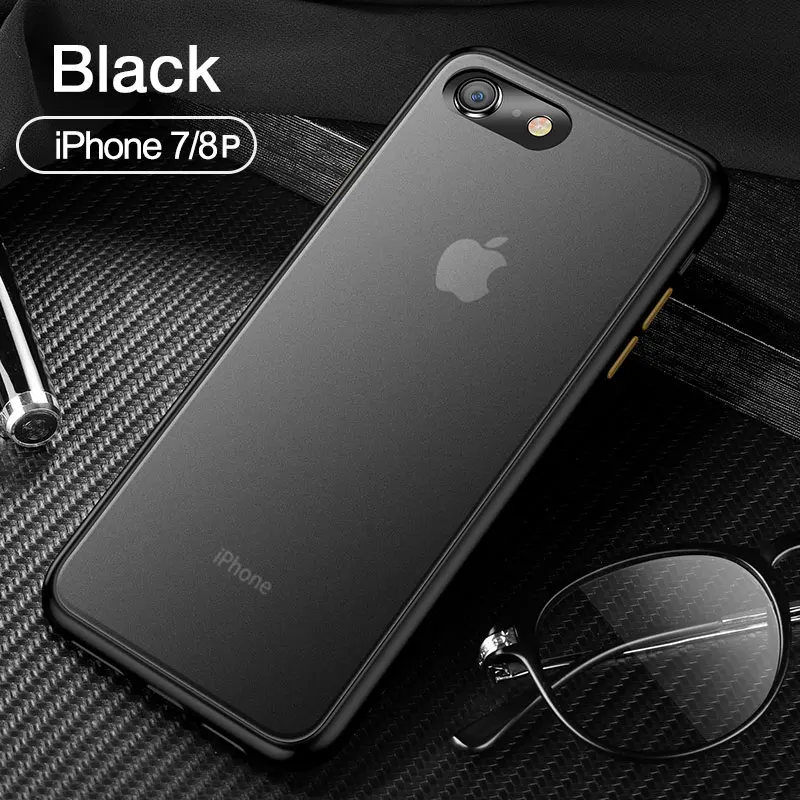 CAFELE Phone Case for iPhone 7 8 Plus Soft and PC Hard Cover Ultra Thin Cases for iPhone 7plus 8plus - Цвет: Black