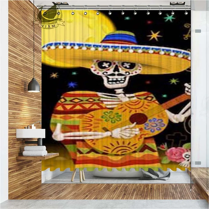 VIXM День мертвых занавески для душа Водонепроницаемый полиэстер ткань занавески для ванной комнаты для домашнего декора - Цвет: VIXM 19081
