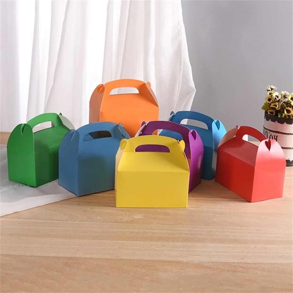 50pcs Paper Gable Boxes Candy Cake Box Wedding Shower Birthday Party Gift Bag H 