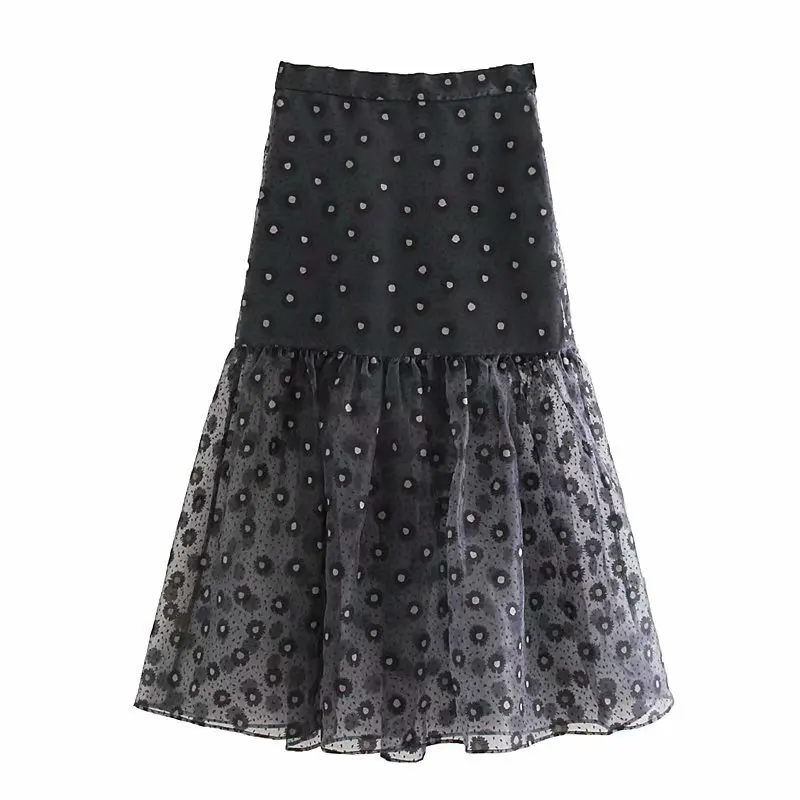 

2020 Early Spring New Style Western Style Organza Elastic Waist Printed Fashion Skirt A9gs9492