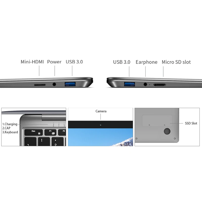 Ультратонкий ноутбук Teclast F7 Plus 14 дюймов 8 ГБ ОЗУ 256 Гб SSD Windows 10 Intel Gemini Lake N4100 четыре