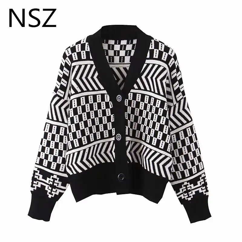 Houndstooth cropped sweater Clearance