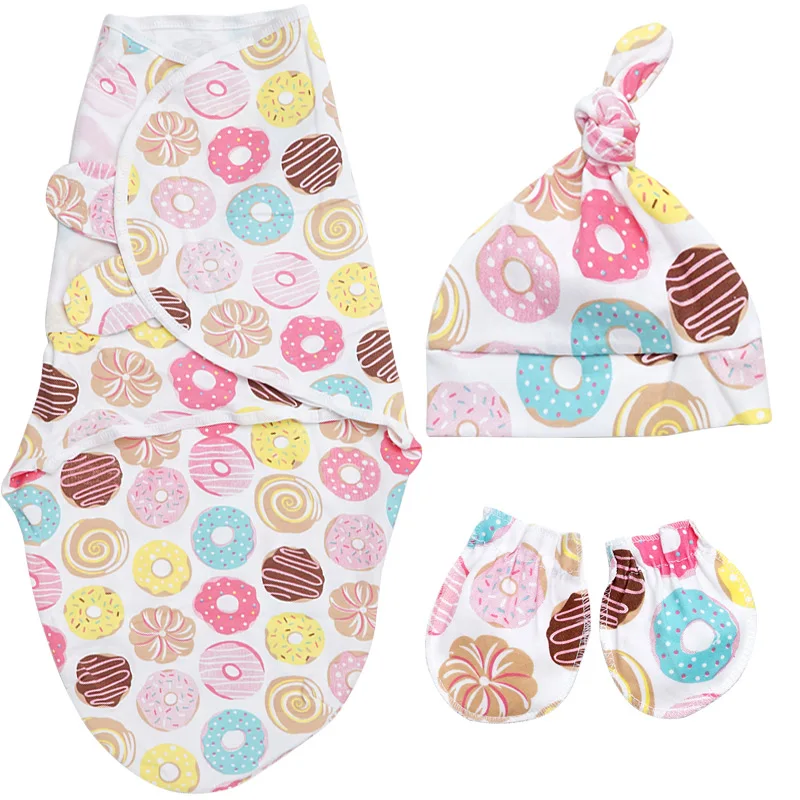 donuts size L 3 шт./партия, модный кокон для новорожденных, детский спальный мешок, подгузники из муслина, конверт для младенцев, милый детский Пеленальный пакет, детские вещи - Цвет: donuts size L