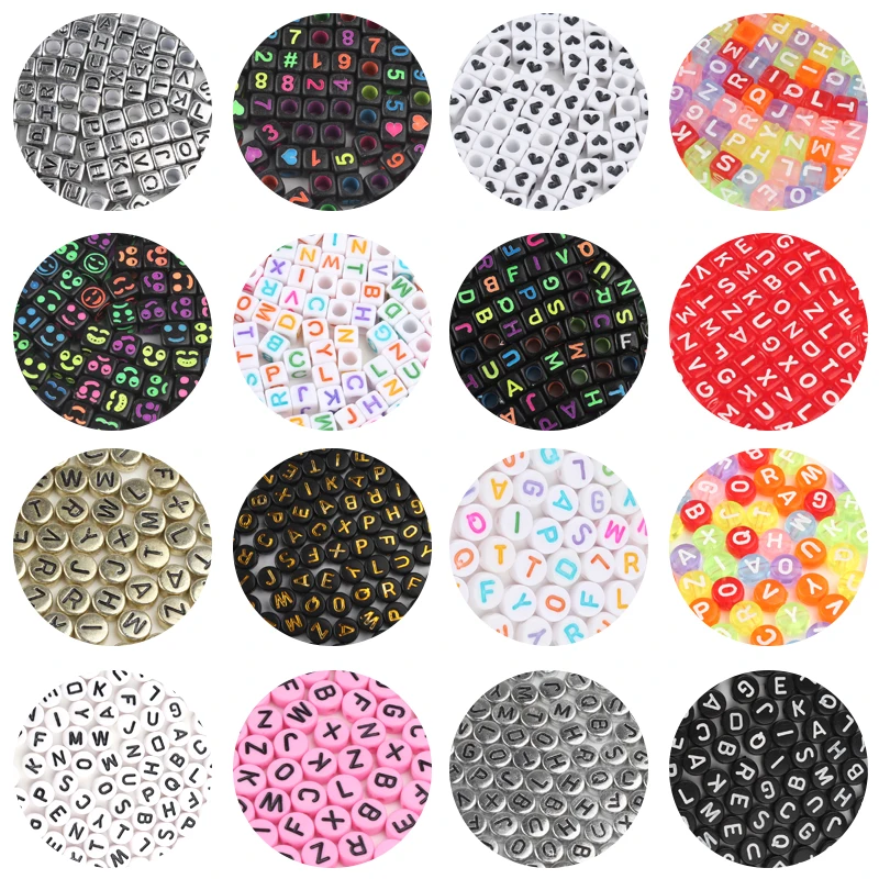 Mixed Letter Acrylic Beads Round Flat Alphabet Digital Cube Loose Spacer Beads For Jewelry Making Handmade Diy Bracelet Necklace 1