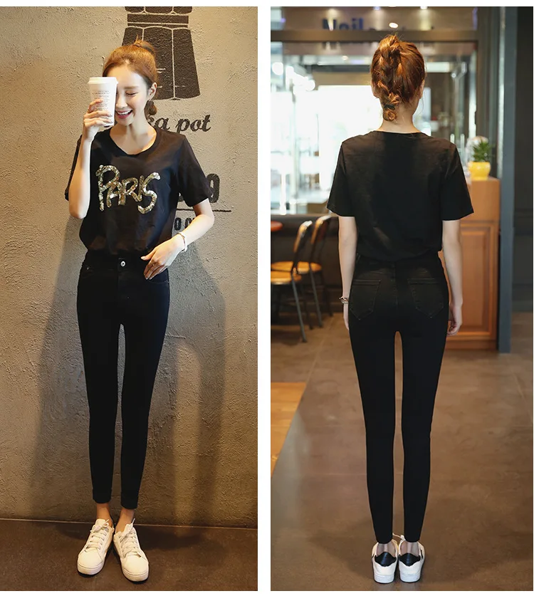 Jeans woman Pencil Pants Student Fashion Middle Waist Slim Women Jeans 2020 Summer