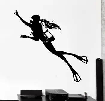 

2019 New Wall Stckers Sport Scuba Diver Diving Girl Female Woman Vinyl Decal