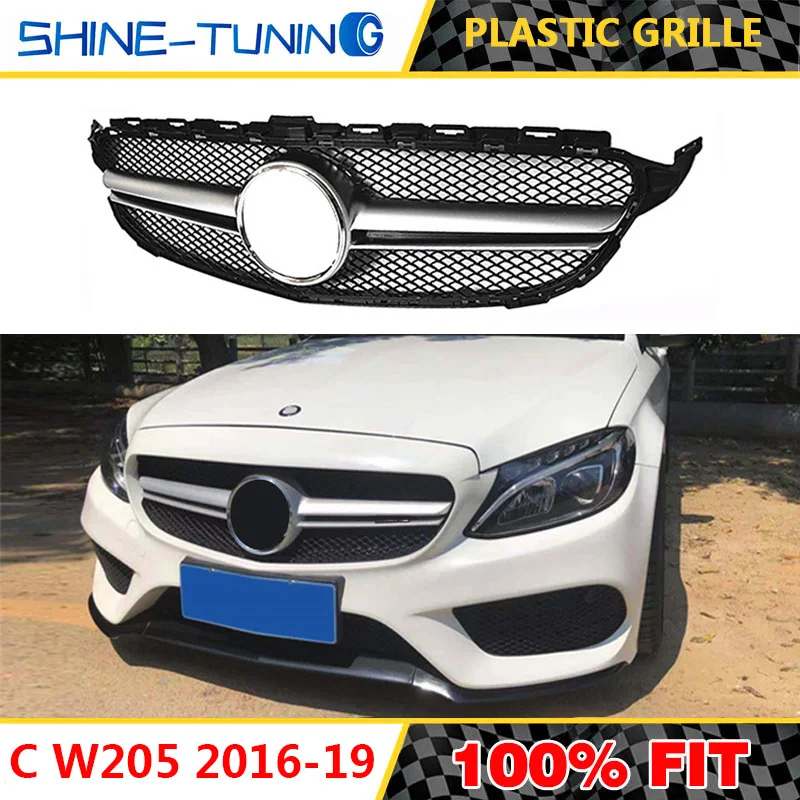 Передняя решетка подходит для mercedes C class W205 C63 amg 2015 2018 2019 w205 C180 C200 C220D C250 C300 C450 без