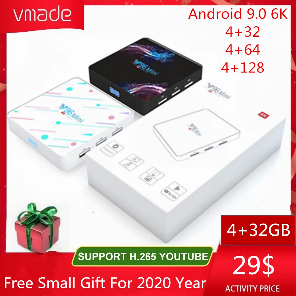 Vmade мини компьютерной приставки к телевизору Allwinner H6 Quad Core Android 9 0 4G + 128 ГБ UHD 6K H.265 WI
