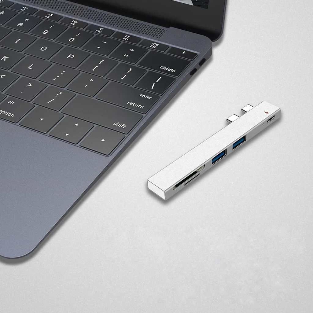 Алюминиевый концентратор 5 in1USB C концентратор двойной тип C адаптер док-станция с USB PD зарядное устройство SD/TF слот для ПК для Apple Mac-book Windows XP# G1