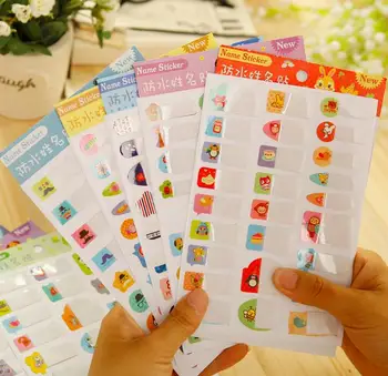 

5 Sheets Cartoon Animal Name Sticker Waterproof Animal Decals Kawaii Tags Multicolour Labels For Children Stickers