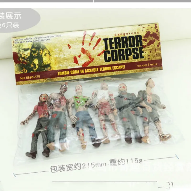 6pcs Vampire zombie doll novelty horror little toy corpse zombie model Funny halloween party Children's Toys Thriller novel Suit
