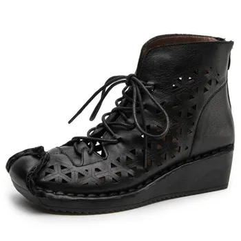 

Hot 2020 New Summer 100% Natural Full Genuine Leather Sandals Hollow Women Sandals Wedge Sandals Elegant Comfort Fashion Sandals