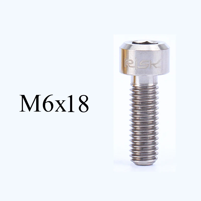 M6x18 Titanium Риска 4 шт. M6x16/18/20 мм велосипедный дисковый тормозной суппорт фиксирующий болт зажим Титан Ti сплава MTB горный велосипед тормозной винт M6* 16/18/20 - Color: M6x18 Titanium