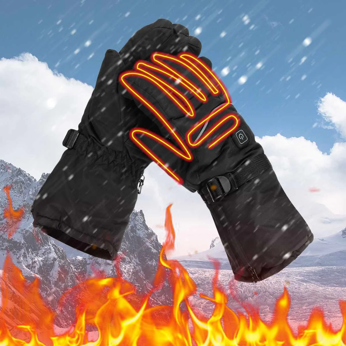 Зимние USB грелки для рук, электрические термальные перчатки, водонепроницаемые перчатки с подогревом, на батарейках, для мотоцикла, лыжные перчатки