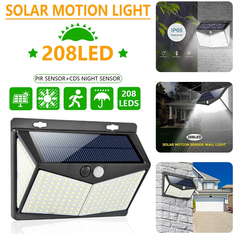 solar lamps 288 Led Solar Powered Light Outdoor Motion Sensor Wall Light Garden Pathway Waterproof Garage Yard Street Lighting Lamp Fixture solar powered street lights