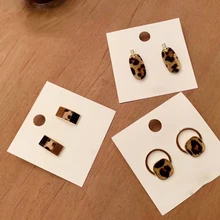 Корейские новые модные простые геометрические леопардовые акриловые серьги-гвоздики с уксусной кислотой квадратные овальные женские ювелирные изделия