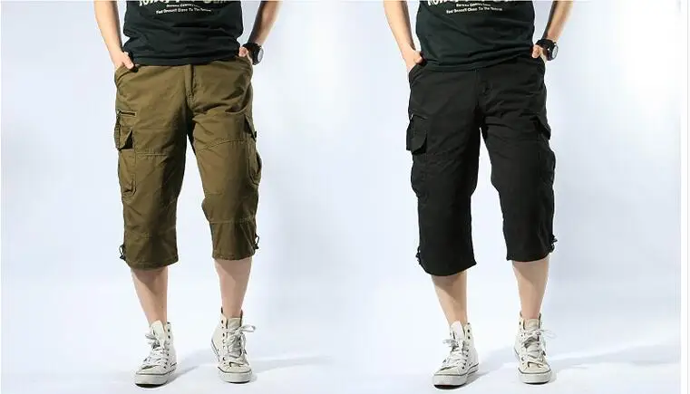 Большие размеры, мужские свободные мешковатые шорты с несколькими карманами, летние, для спорта на открытом воздухе, кемпинга, длиной до колен, военные, тактические, короткие штаны