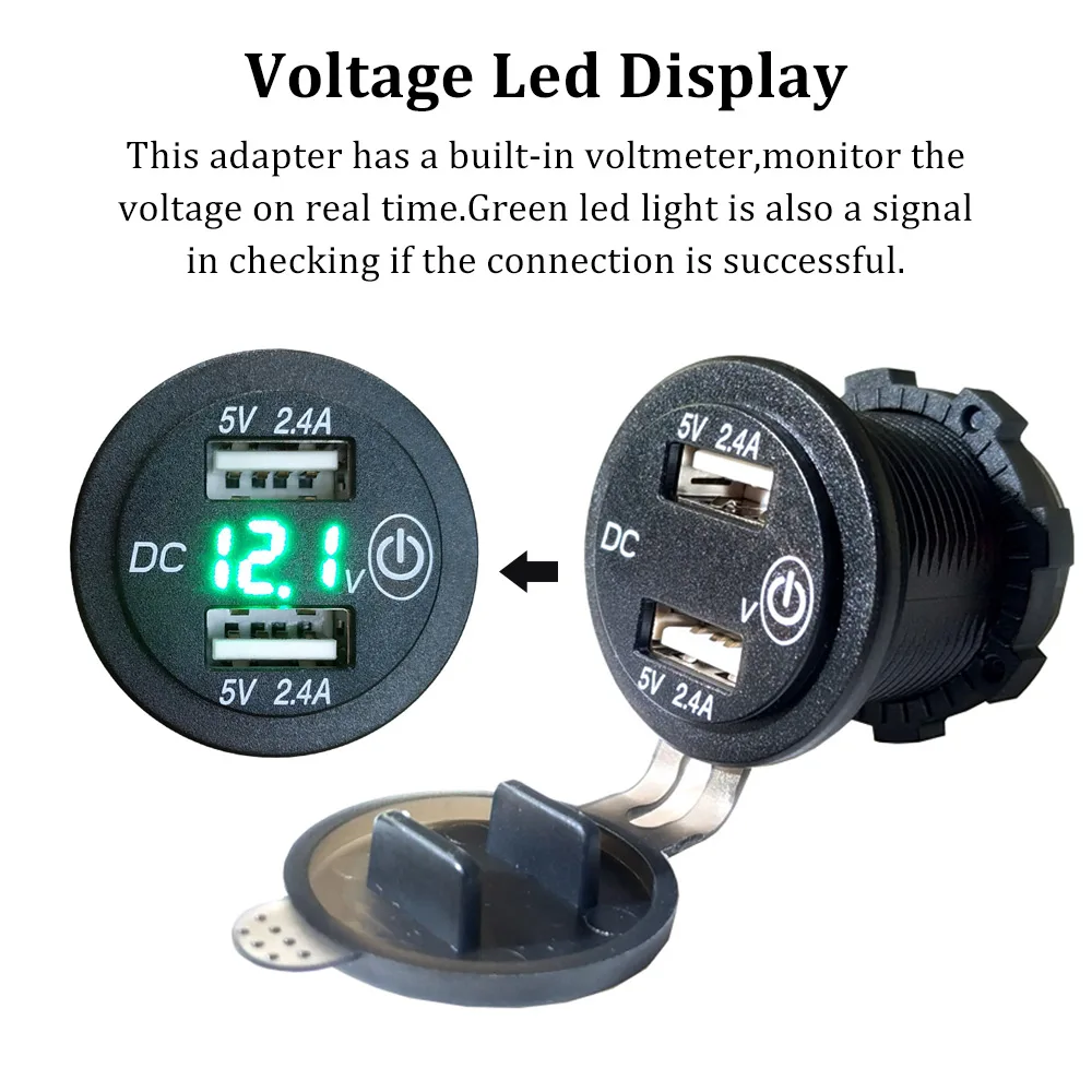 Светодиодный адаптер питания с двумя разъемами USB монитор напряжения сенсорным