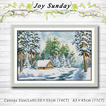 

Snow world forest scenery decor painting 14CT 11CT counted cross stitch kits embroidery set Needlework Set chinese cross stitch