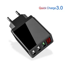 30 Вт Быстрая зарядка 3,0 USB зарядное устройство для телефона с 3 портами, настенное зарядное устройство, светодиодный, быстрая зарядка, мульти для iphone, samsung, Xiaomi