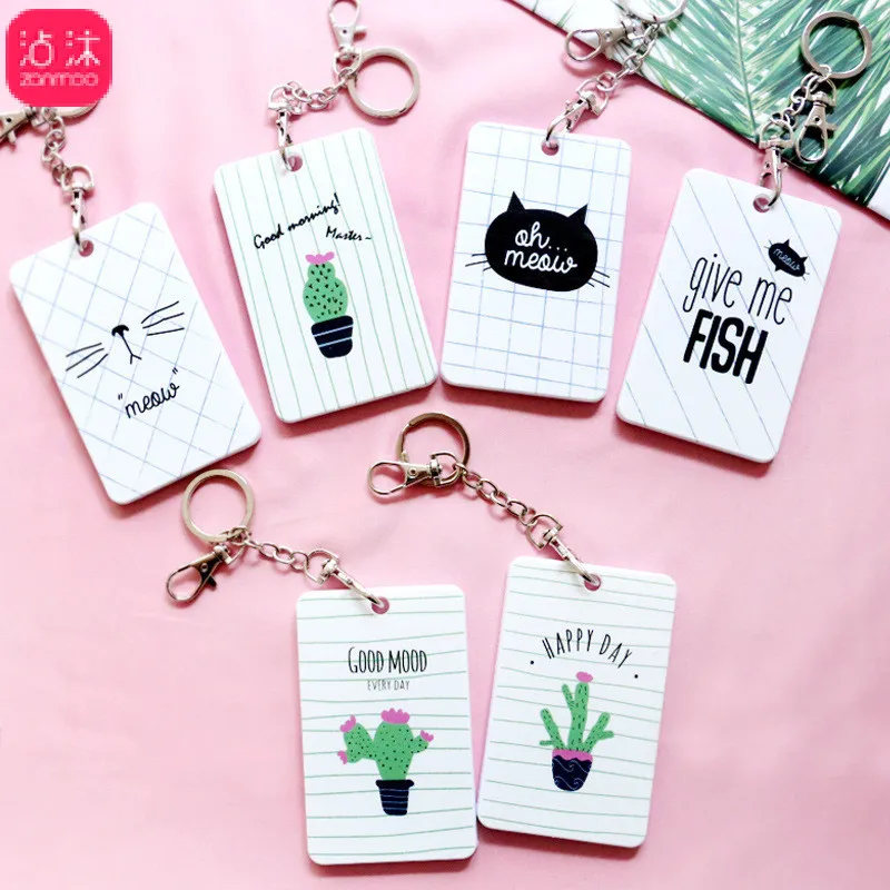 

0869 Creative Cute Acrylic MEN'S AND WOMEN'S Bus Card Holder Keychain Work Permit Students Certificate Holder Meal Card