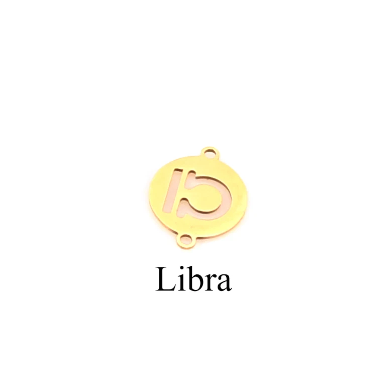 Gold Libra 5 шт/лот подвески из нержавеющей стали 12 созвездий DIY звенья для серег браслет ожерелье ювилирные изделия фурнитура изготовление - Окраска металла: Gold Libra