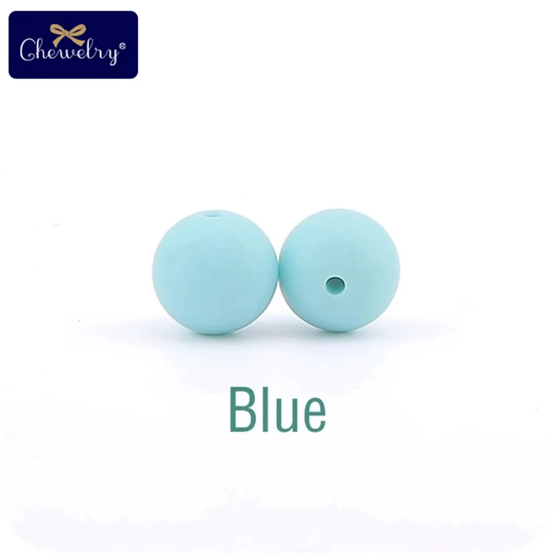 Blue 100 шт 15 мм Детские Силиконовые Бусины пищевого качества Прорезыватель DIY аксессуары для кормления ювелирные изделия ожерелье браслет цепочка для соски для детей Prod - Цвет: Blue