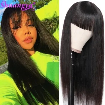 

Straight Human Hair Wigs With Bang High Quality Full Machine Made Wig 100% Remy Human Hair Wigs For Black Women Malaysian Wigs