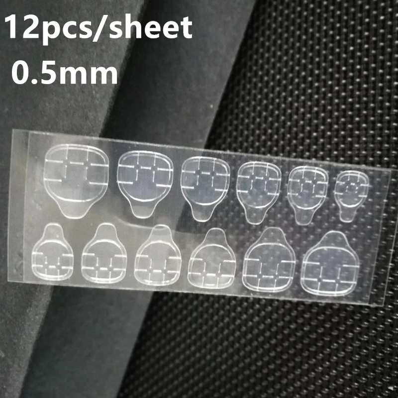 0.5mm(12pcs) Nusx двухсторонний клей 24 шт./лист сверху прозрачный стикер Липкая лента для ложных ногтей типсы инструменты для дизайна ногтей FA001 - Цвет: 0.5mm(12pcs)