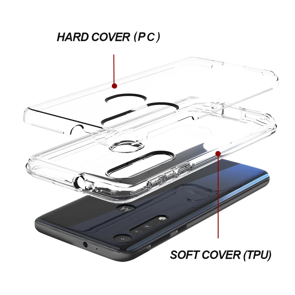 Transparent For Motorola Moto One Zoom One Pro Case Soft TPU Hard PC Phone Funda For 5