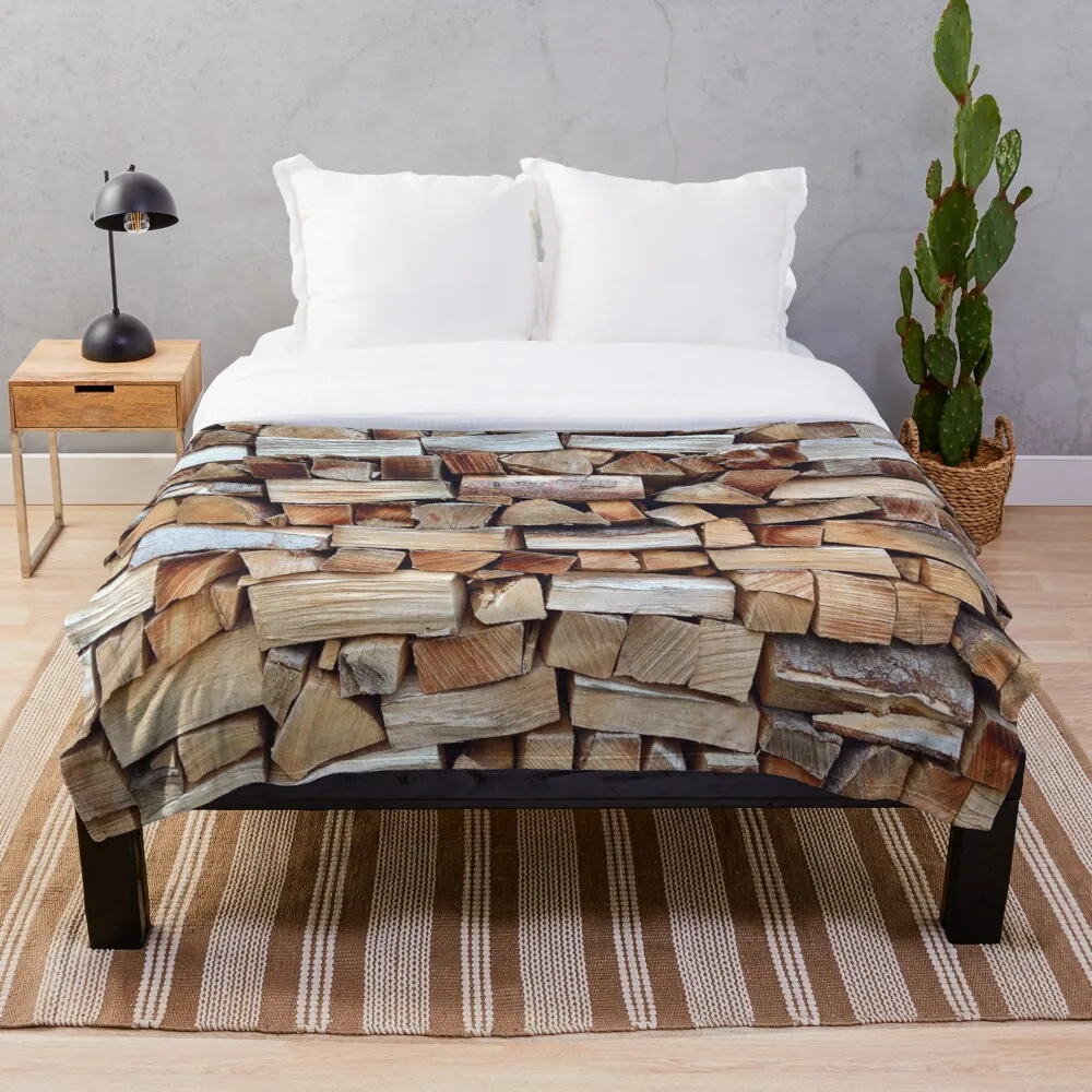 Soft Blanket for Bed Sherpa Flannel Fleece Home Travel Sofa Throw Woodpile Textured Background | Дом и сад