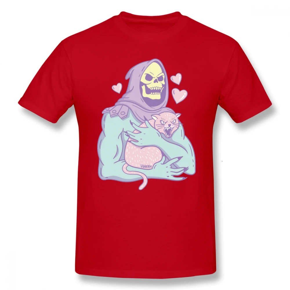 One yona Masters Of The Universe футболка Skeletor S Cat футболка 100 хлопок 4xl Футболка с принтом Мужская модная Милая футболка - Цвет: Red