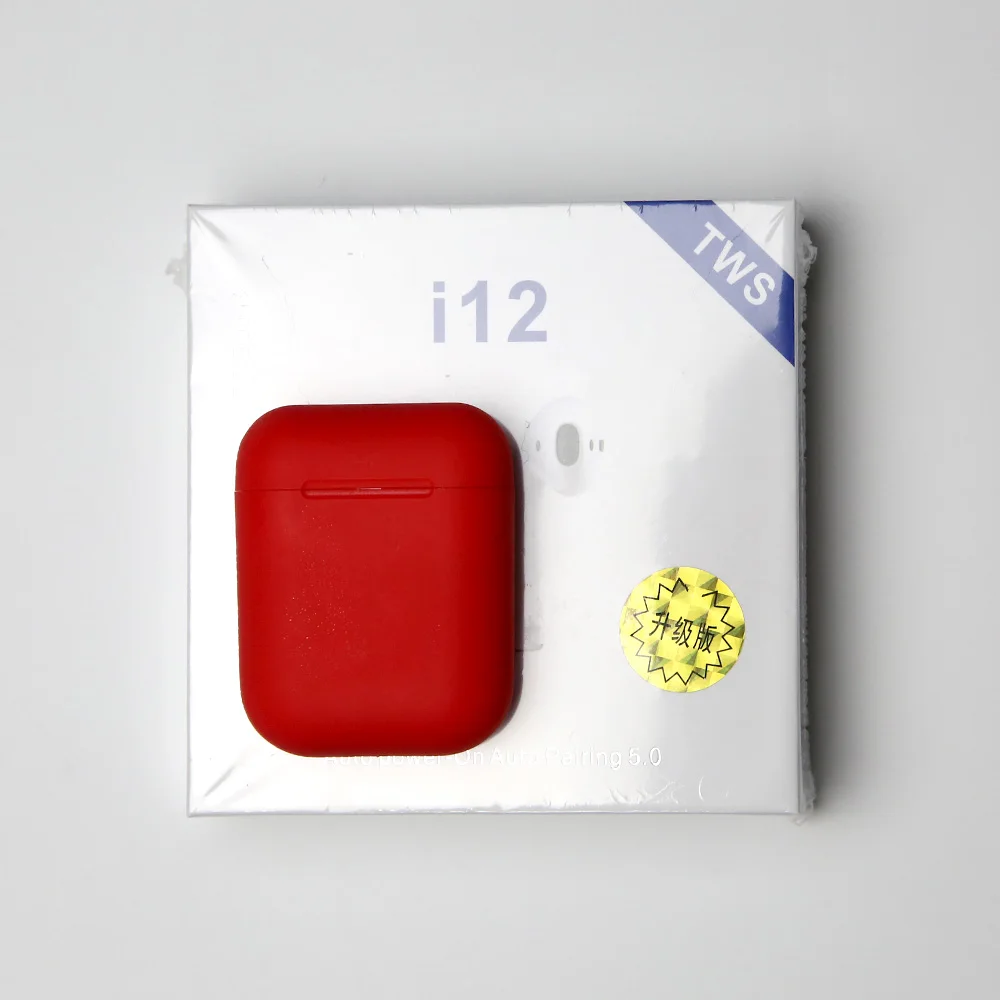 matte-red Оригинальные беспроводные наушники i12 TWS с Bluetooth 5,0, спортивные наушники с защитой от пота, сенсорные Портативные наушники для i10 i20 tws i80 - Цвет: matte-red