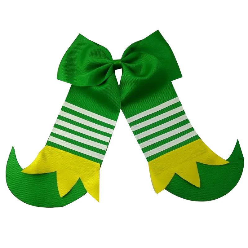7 Inch St. Patrick'Day shoes cheer bows elastic hair bands Hair Bows Grosgrain Ribbon For Girls Hair Accessories Boutique gifts