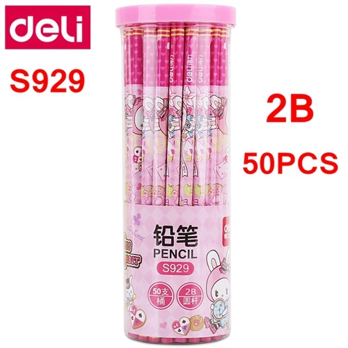 S929-2B(50PCS) 50 шт./кор. Deli S928 S929 деревянный карандаш HB 2B бессвинцовые нетоксичные Студенческие карандаши полная коробка Китай Топ бренд набор канцтоваров для детей - Цвет: S929-2B(50PCS)