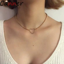 Модные золотые серебряные ожерелья в форме сердца для женщин очаровательное полое Сердце колье-чокер женские милые панк Подарочные ожерелья украшения F40