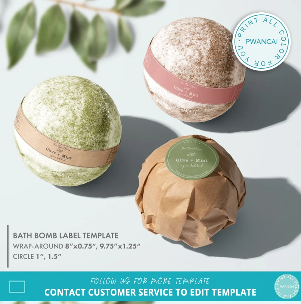 Floral Rustic Bath Bomb Label Template,Printable Circle Bath Fizzer Label,Editable Botanical Kraft Cosmetic Label Design